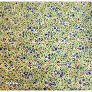 Calico Floral Print Cotton Fabric Green Purple Pink Small Flowers Pattern 2.5 Yd
